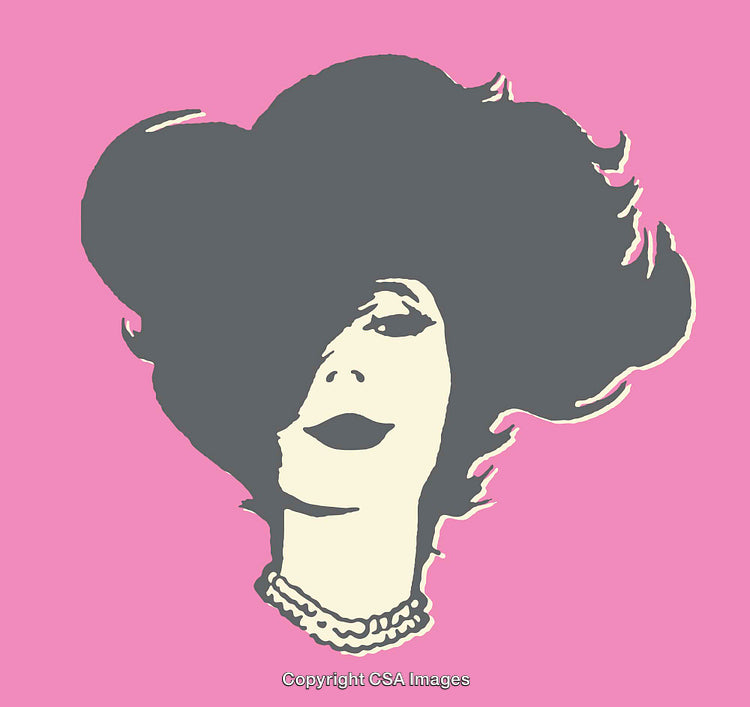 Stylized Retro Pop Art Illustration of a Woman with Bold Hair