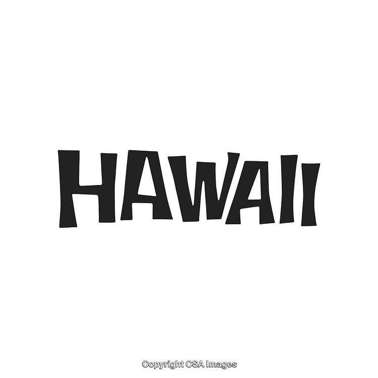 Hawaii Text in Bold Black Typeface on Plain White Background