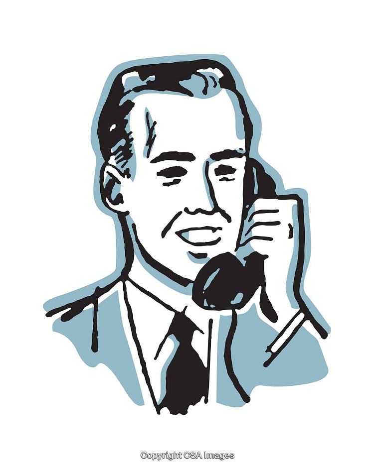 Retro Style Illustration of a Man Using a Phone with Smile