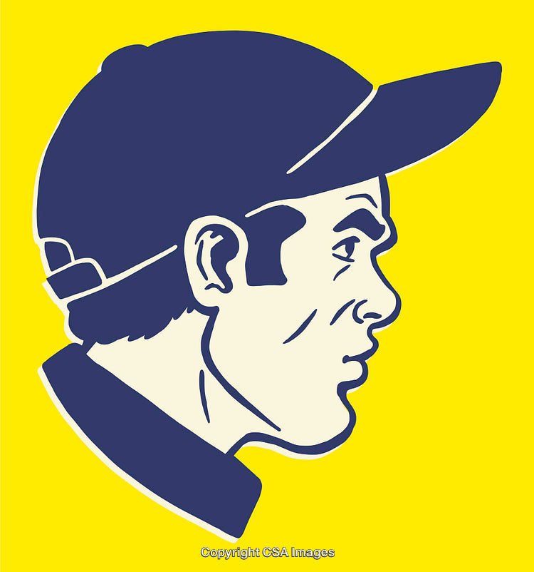Illustration of a Person Wearing a Cap in Profile View on Yellow Background