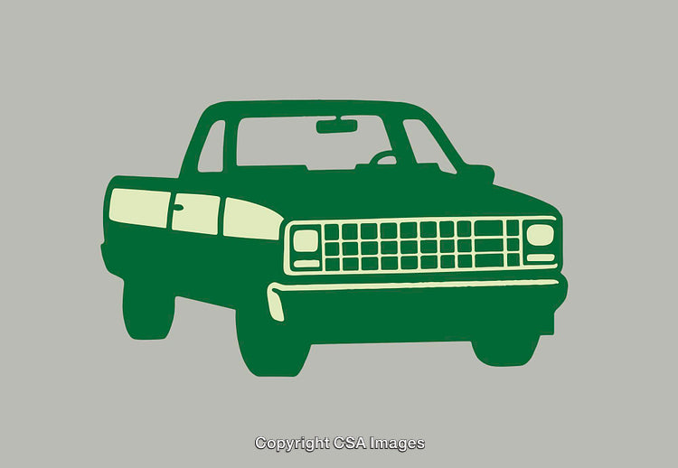 Green Retro Car Illustration on a Gray Background in Minimalist Style