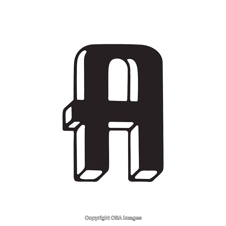 Bold Black 3D Letter A Illustrative Typography Art