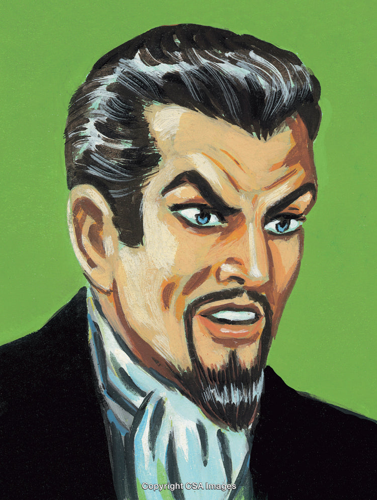 Expressive Vintage Illustration of a Man in a Classic Suit on Green Background
