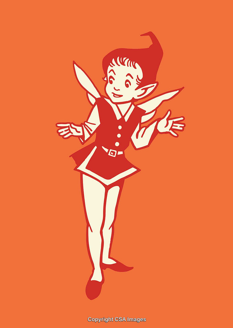 Charming Elf Illustration Displaying a Cheerful Pose in a Festive Setting