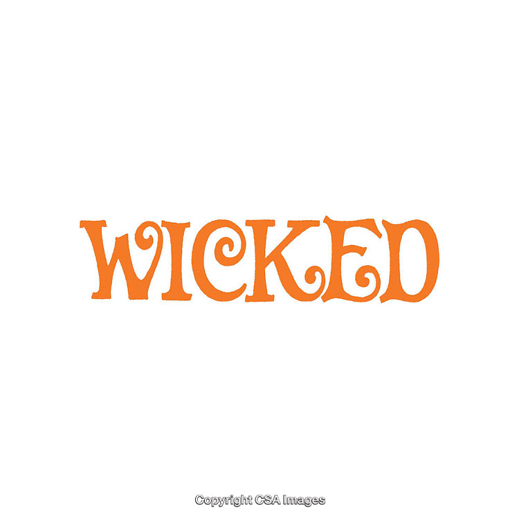 Vibrant Orange Wicked Themed Text Art on a White Background