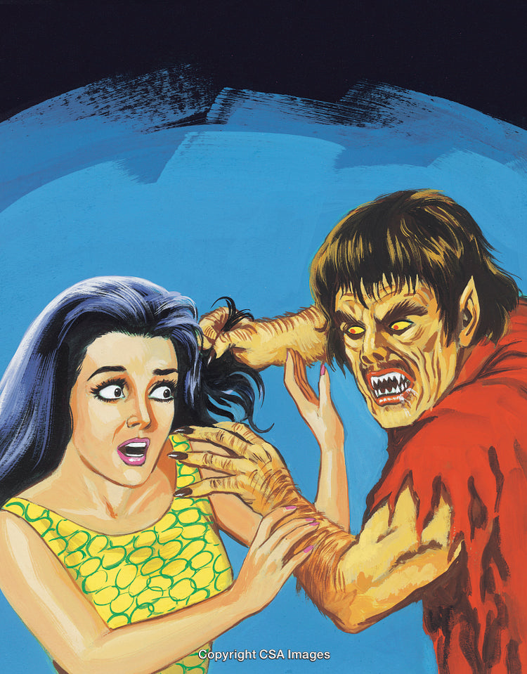A Dramatic Scene Featuring a Woman and a Frightening Creature