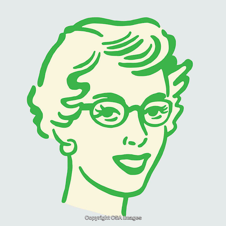 Color Line Art Portrait of a Woman With Glasses and Short Hair