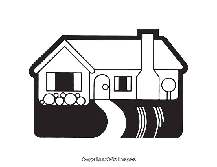 Black And White Line Art Illustration of a Cozy House
