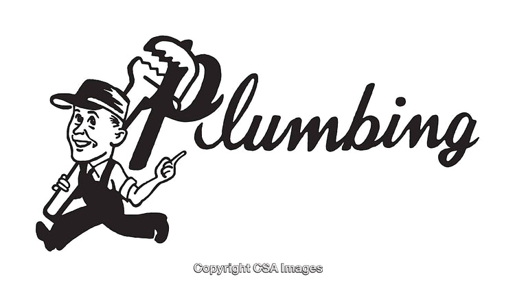 Retro Style Black and White Plumbing Service Logo Illustration