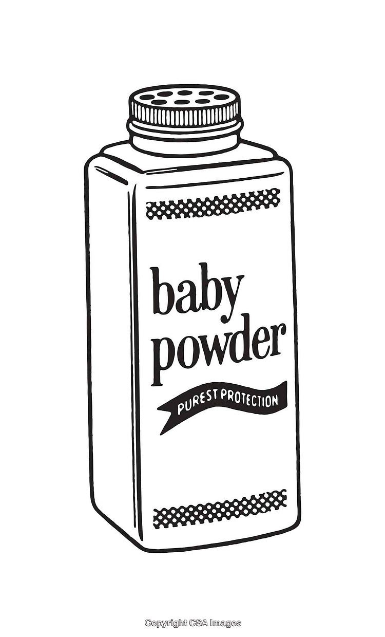 Black and White Line Art Illustration of a Baby Powder Container