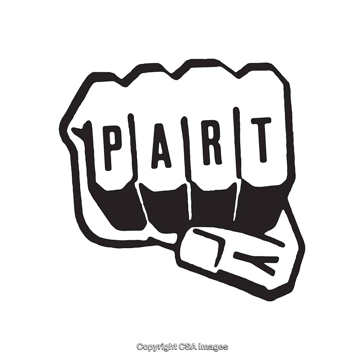 Retro Black and White Fist Art with Text Embellishment