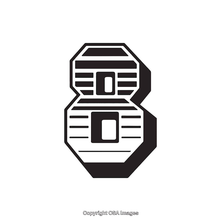 Stylized Black and White Number Eight Design Illustration