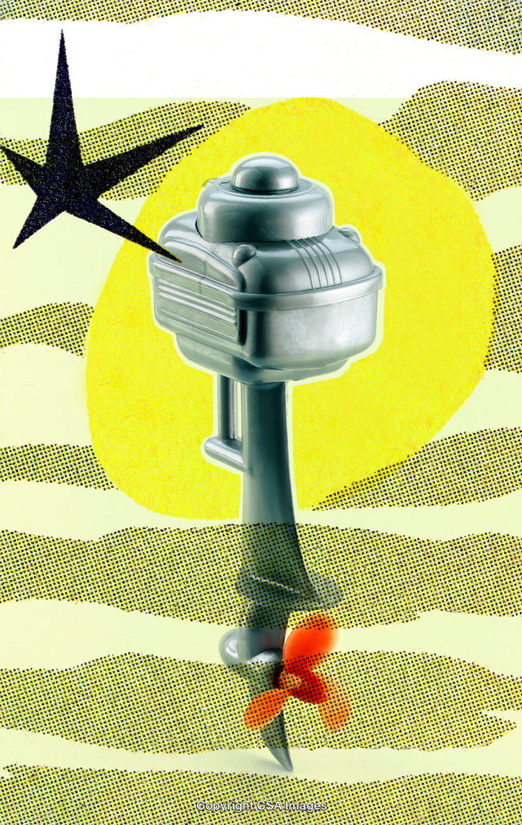 Artistic Depiction of a Vintage Plastic Toy Motor in Abstract Style