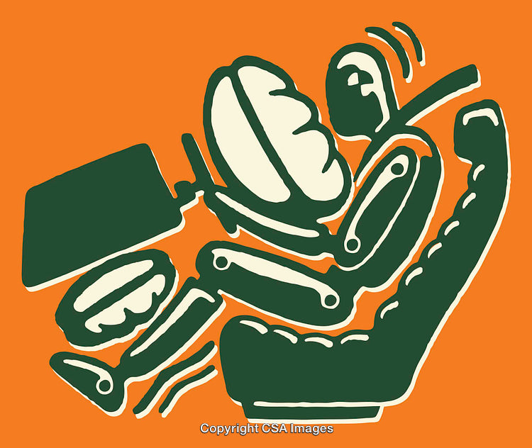 Illustration of a Safety Crash Dummy in a Car Diagram in Bright Colors