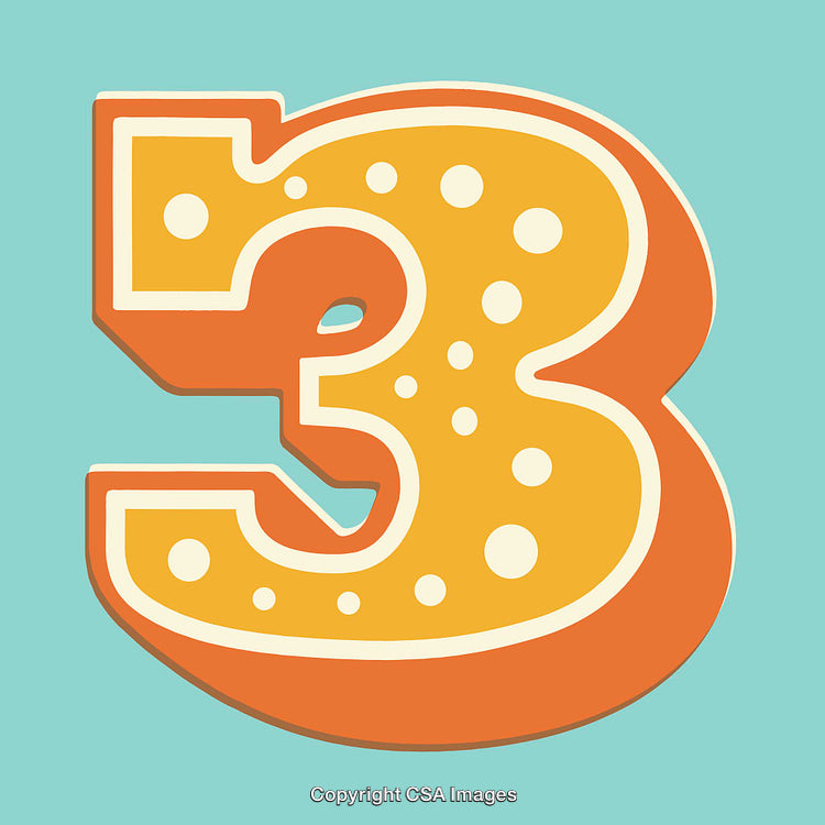 Colorful Illustration of the Number Three on a Vibrant Background