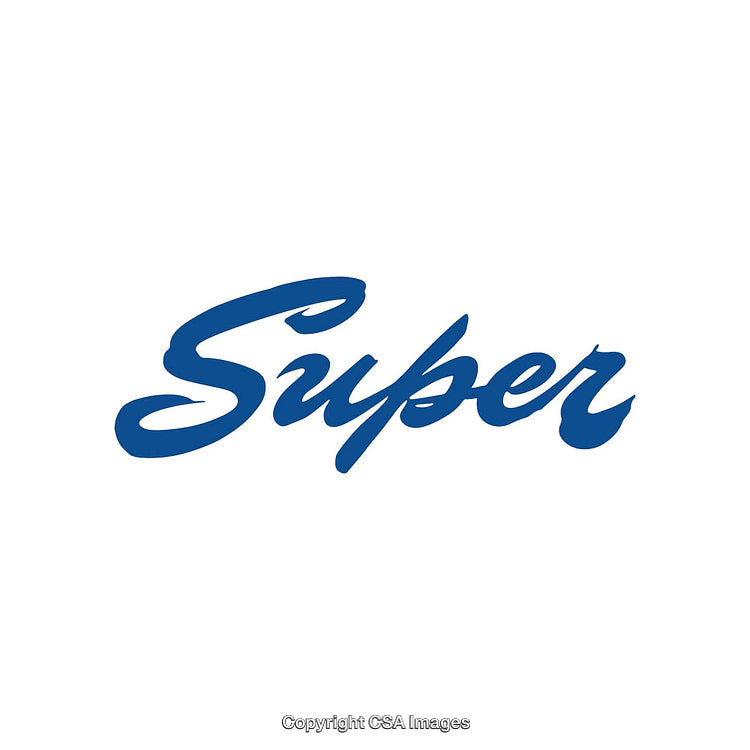 Blue Script Typography Spelling 'Super' on a White Background