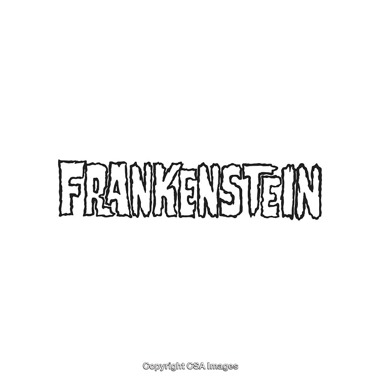 Frankenstein Styled Text Design in Horror Font Isolated on White Background