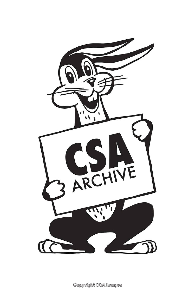 Playful Rabbit Character Holding Sign with CSA Archive Text Illustration