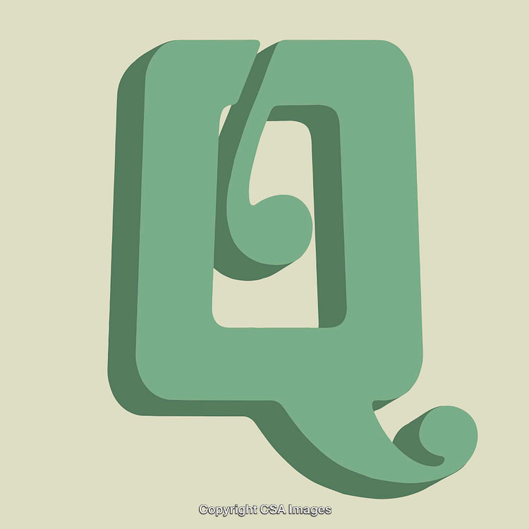 Stylized Illustration of the Letter Q with a Green Design