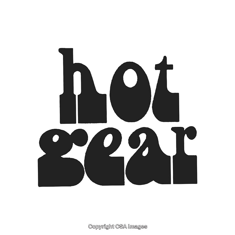 Retro Style Typography Artwork Reading Hot Gear in Bold Letters