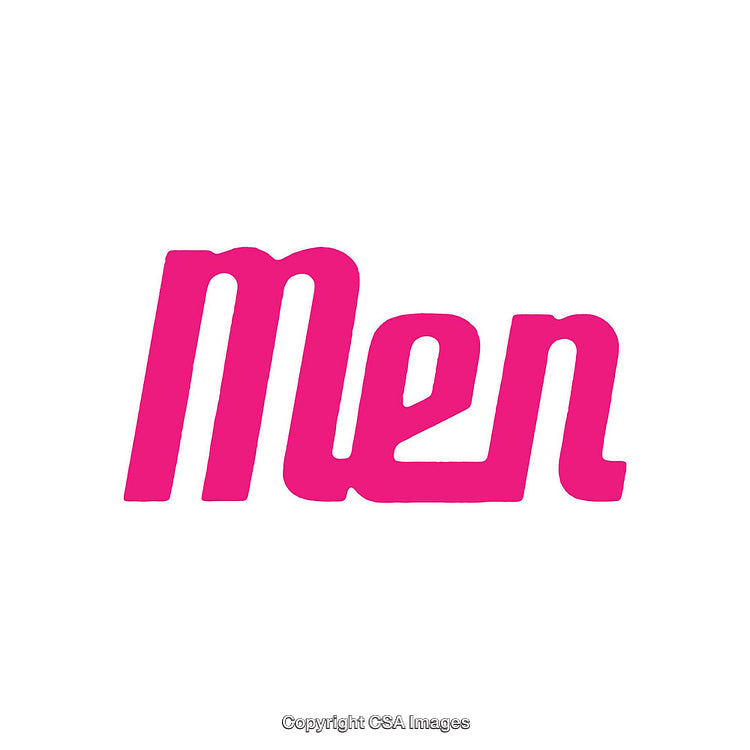 Bold Pink Typography of the Word 'Men' on White Background