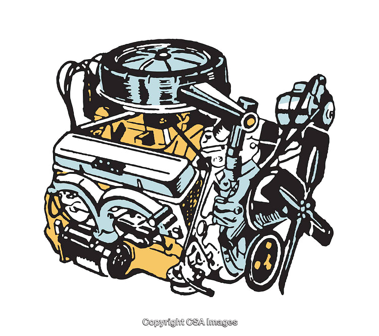 Colorful Illustration of a Technical Car Engine Design