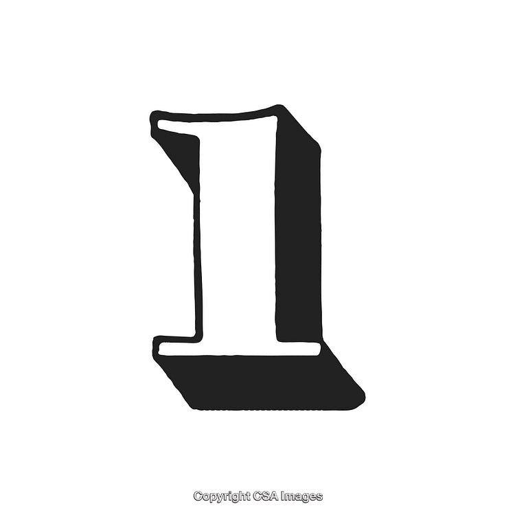 Vintage Style Bold Number One with Decorative Shadow Effect