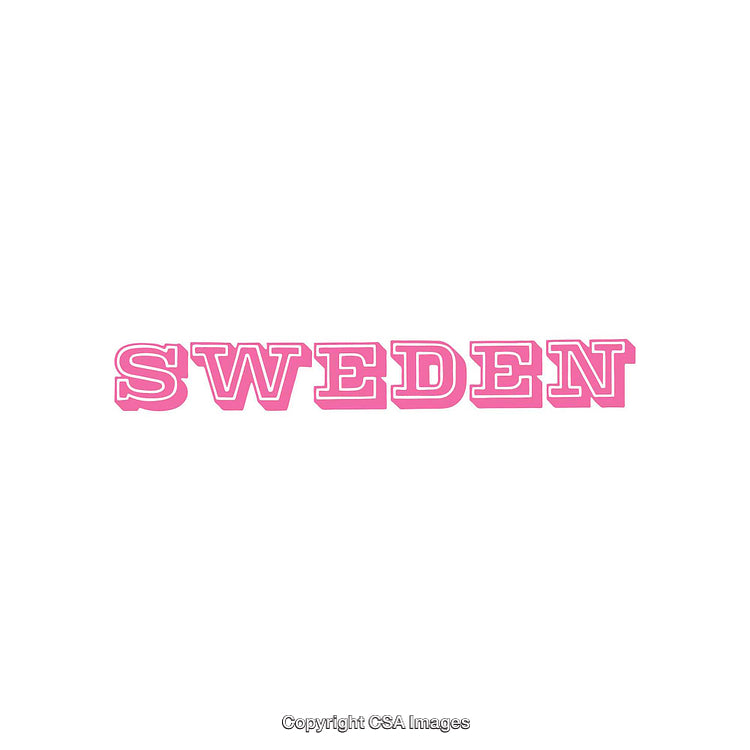 Bold Pink Text Highlighting the Word Sweden Over a White Background