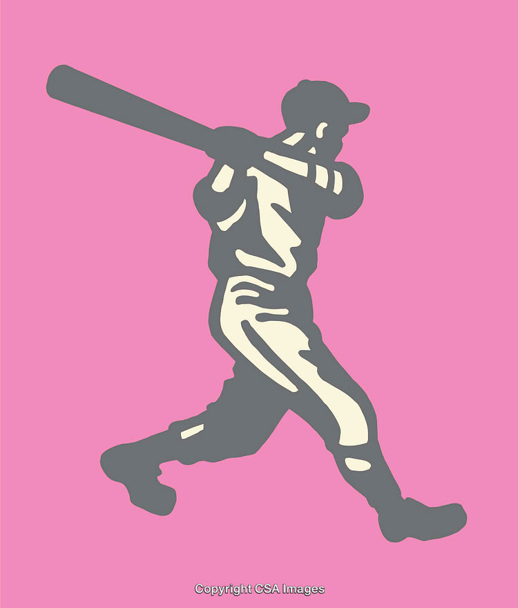 Colorful Baseball Player Illustration with Pink Background