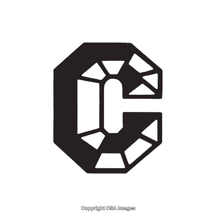Stylized Letter C with Gemstone-Inspired Facets and Bold Design