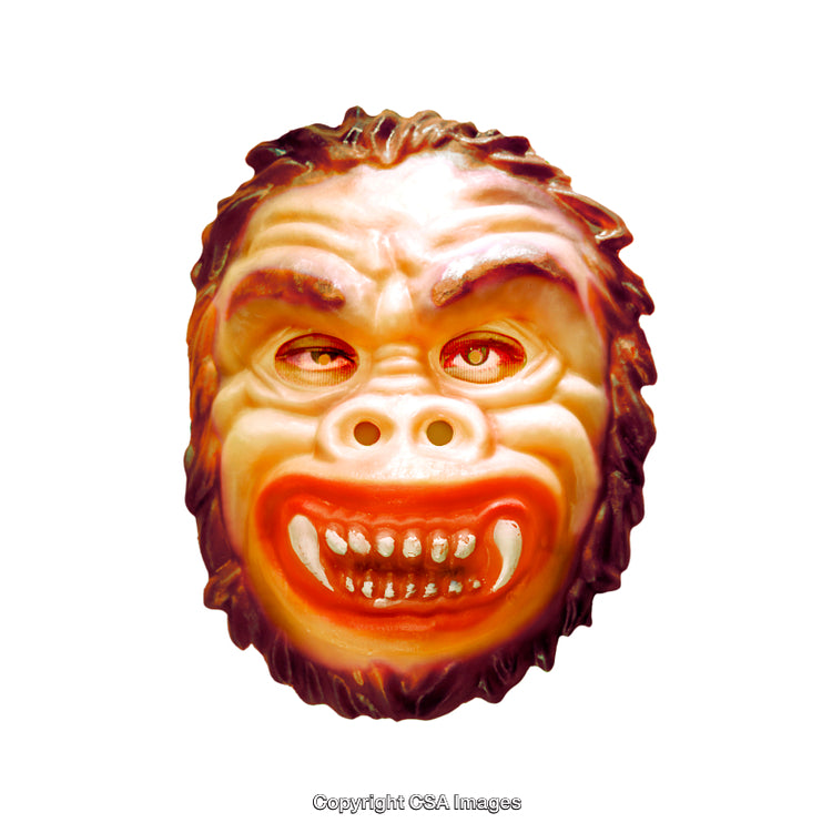 Close-Up of Grotesque Monster Mask with Prominent Fangs and Distinct Features