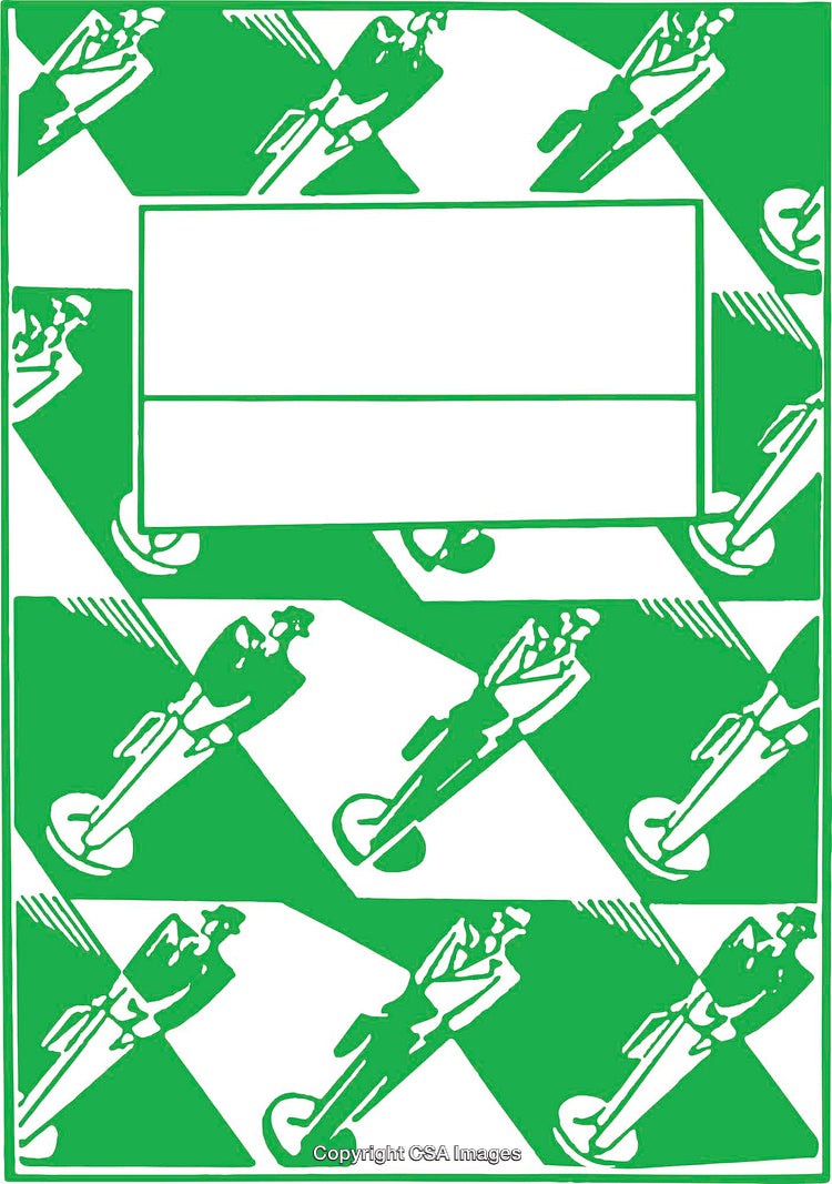 Geometric Pattern with Abstract Figures in Green and White Design