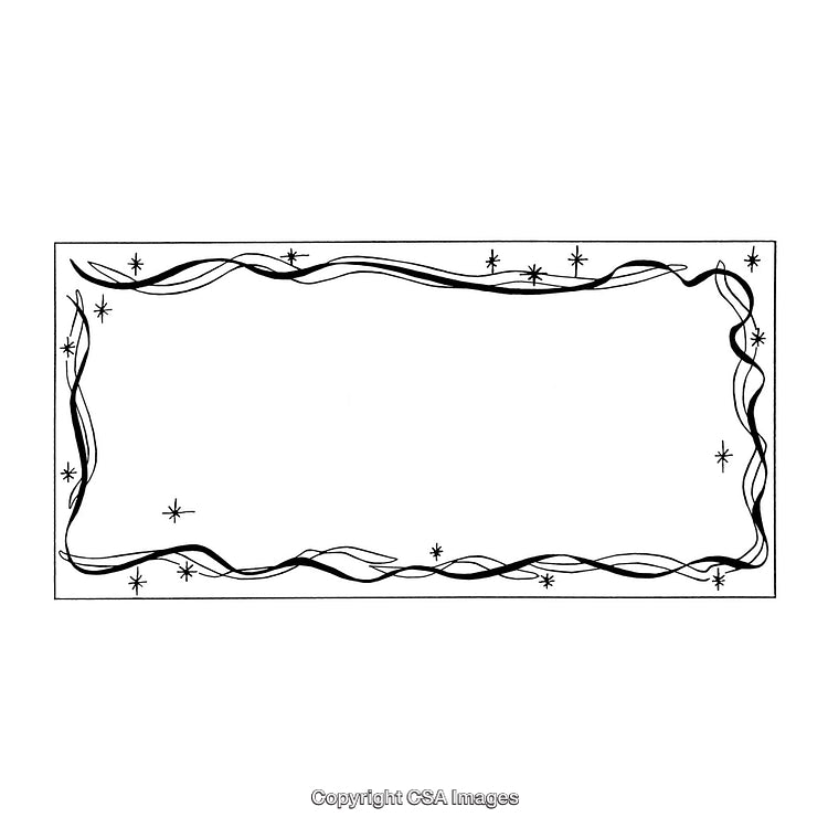 Elegant Hand-Drawn Black And White Border Design with Star Accents