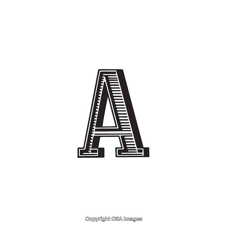 Vintage Stylized Letter 'A' on a Clean White Background