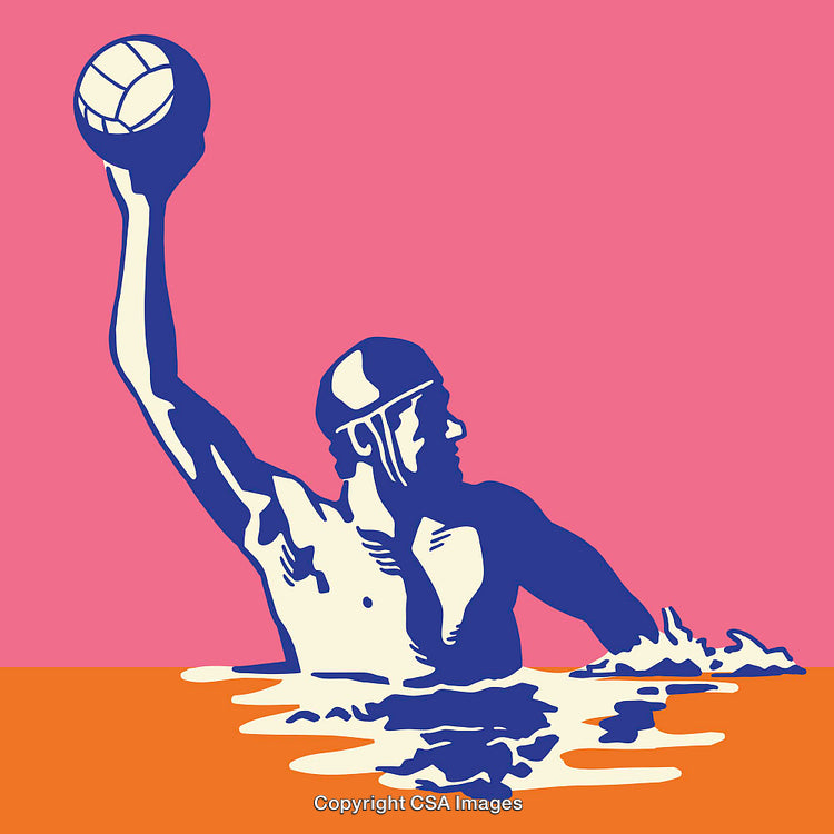 Water Polo Player Holding Ball in Vibrant Pop Art Illustration