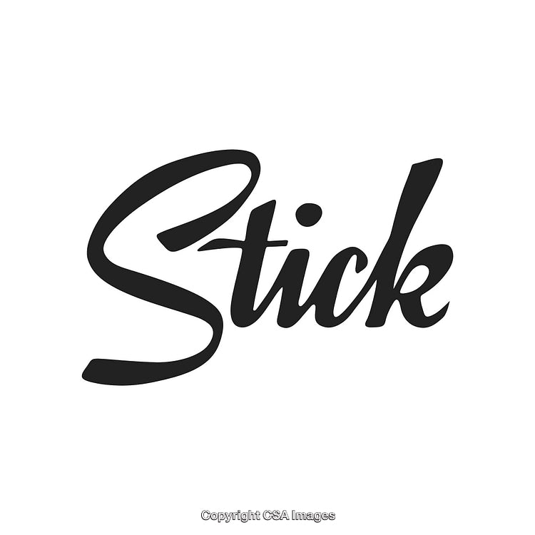 Elegant Black Typography Rendering of the Word Stick on a Clear Background