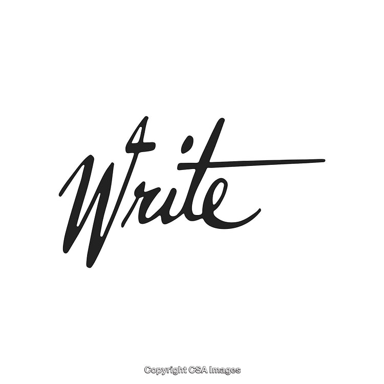 Elegant Handwritten Script Typography Spelling the Word Write on a White Background