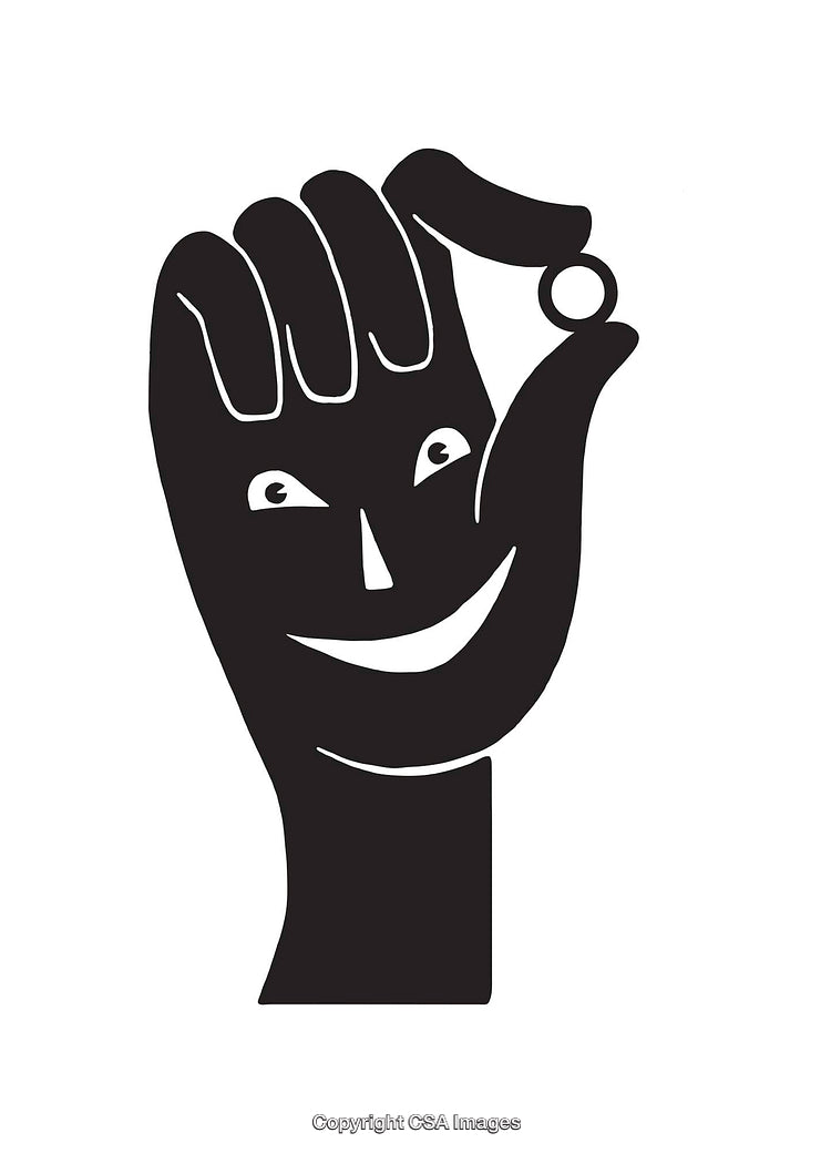 Black and White Conceptual Illustration of Hand Holding a Small Ring