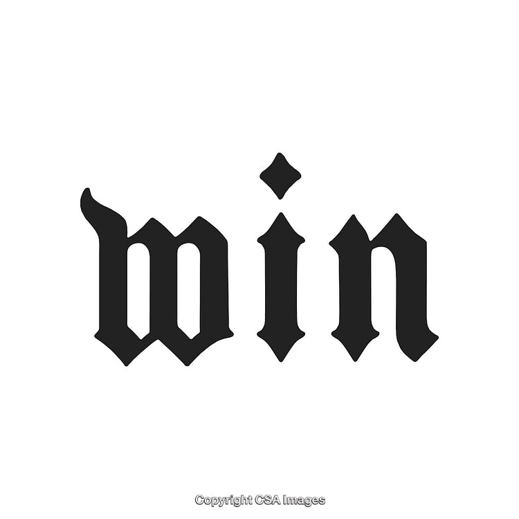 Stylized Gothic Word Showing 'Win' on a Minimalist Background