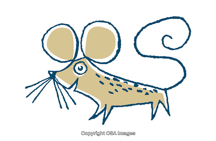 Whimsical Illustration of a Mouse with Exaggerated Cartoon Features