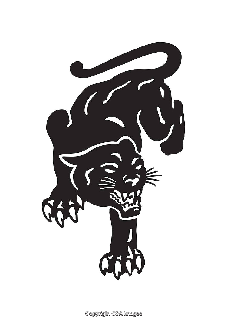 Black Panther Illustration Displaying Fierce Pose and Detailed Line Art