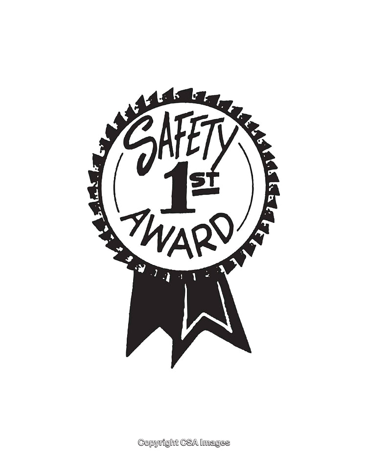 Black and White Safety First Award Ribbon Illustration
