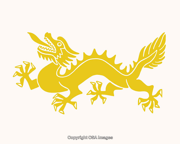 Golden Dragon Illustration Depicting Traditional Mythological Chinese Art Style