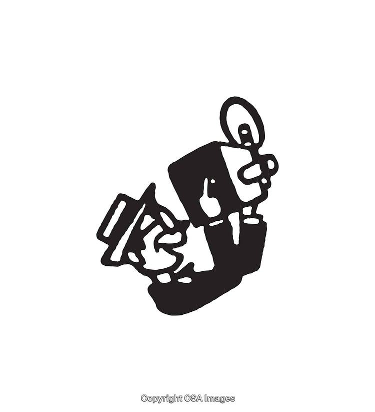 Retro Black and White Line Art of a Detective Cartoon Style