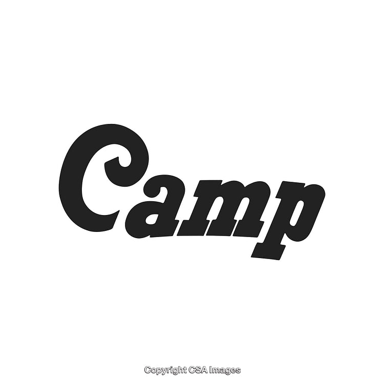 Retro Typography Design Featuring the Word 'Camp' in Stylish Black Font