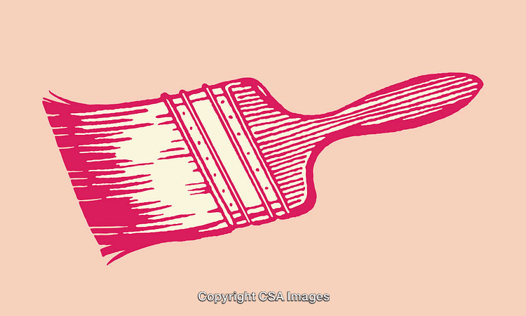 Vibrant Illustration of a Paintbrush on a Serene Beige Background