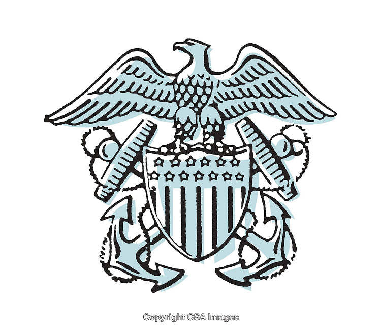 Detailed Emblem of an Eagle with Anchors and Shield in Artistic Style