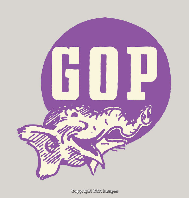 Abstract Purple Elephant Design with GOP Text in Bold