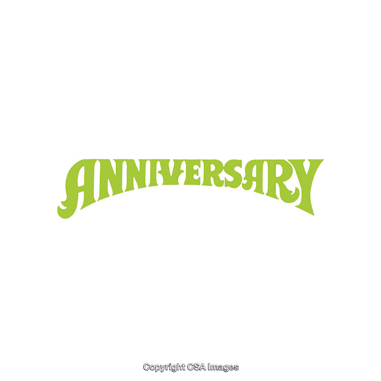 Retro-Style Anniversary Text in Green on a White Background