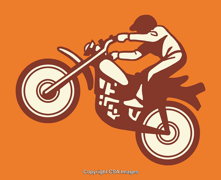 Vintage Style Illustration of Motorcyclist Performing a Stunt